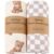 LifeTree Muslin Swaddle Blankets, Baby Swaddling Wrap Nursery Blanket Unisex, Soft 70% Viscose from Bamboo and 30% Cotton, Large 47 x 47 inches, Bear & Checkered Swaddle Blanket
